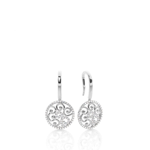 White Gold Round Diamond Delicate Earrings