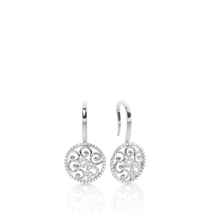 White Gold Round Diamond Delicate Earrings