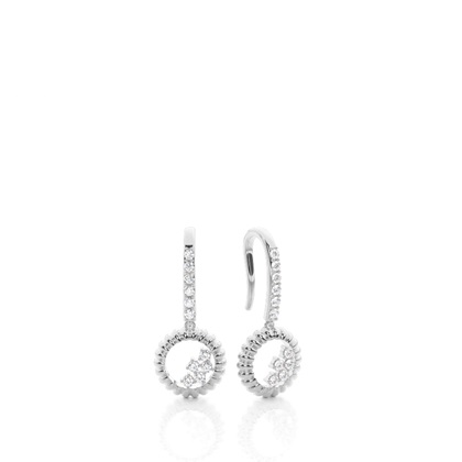White Gold Round Diamond Delicate Earrings