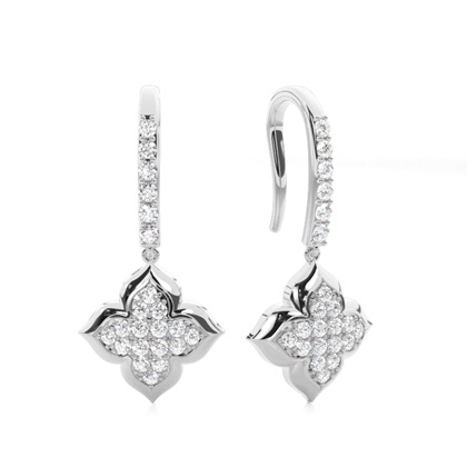 White Gold Round Diamond Delicate Earrings