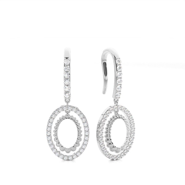 White Gold Round Diamond Delicate Earrings