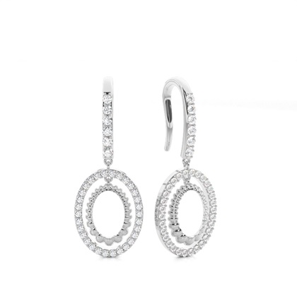 White Gold Round Diamond Delicate Earrings