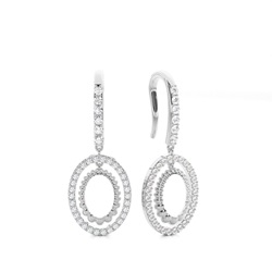 White Gold Round Diamond Delicate Earrings