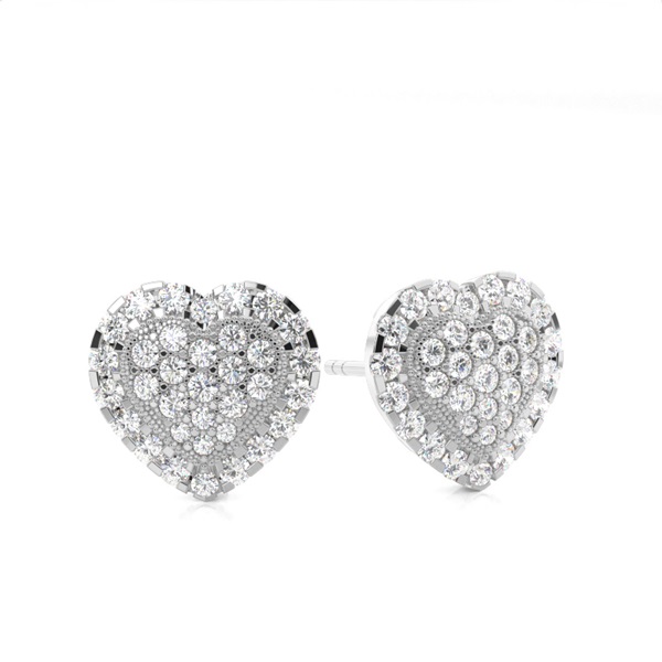 White Gold Round Diamond Cluster Earrings