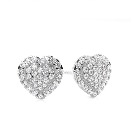 White Gold Round Diamond Cluster Earrings