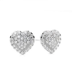 White Gold Round Diamond Cluster Earrings