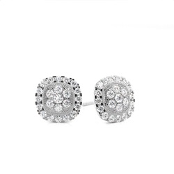 Pave Setting Round Diamond Cluster Earrings