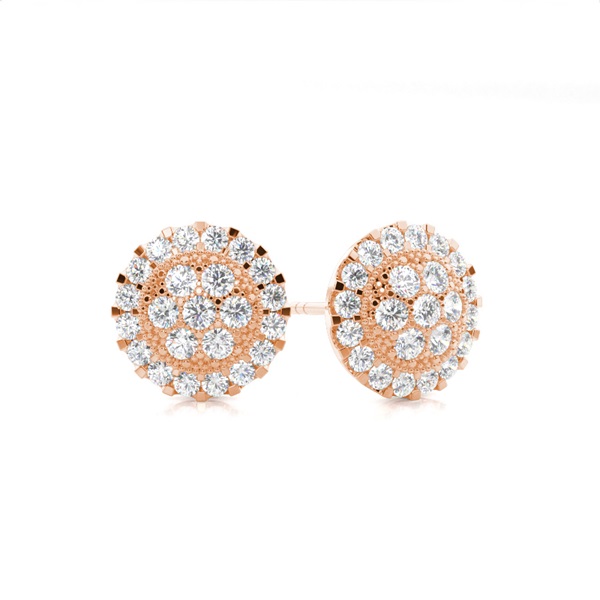 White Gold Round Diamond Cluster Earrings