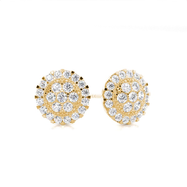 White Gold Round Diamond Cluster Earrings