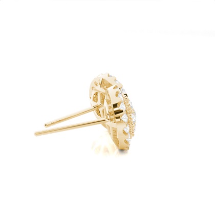 Yellow Gold Cluster Diamond Earrings