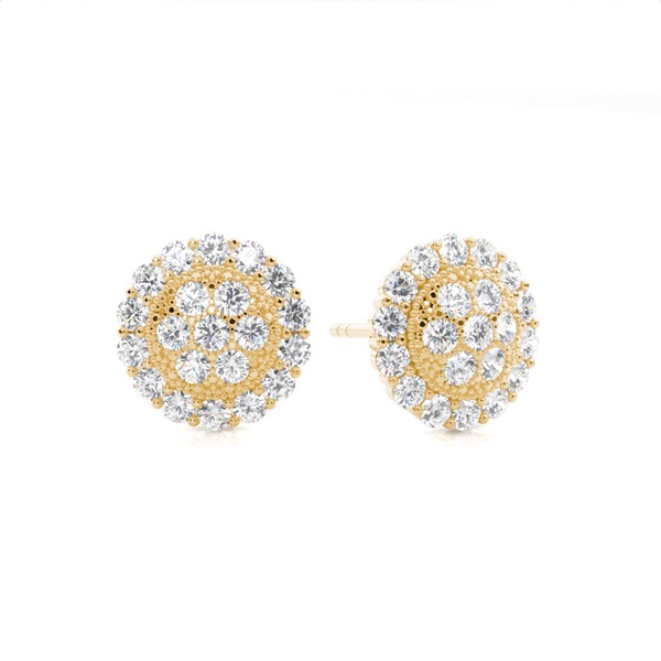White Gold Round Diamond Cluster Earrings