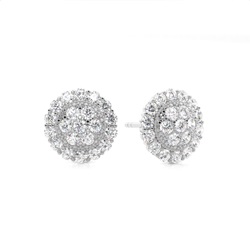 Diamant Cluster Ohrringe rund in einer Pavefassung