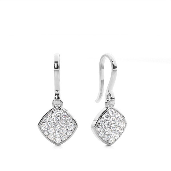 White Gold Round Diamond Delicate Earrings