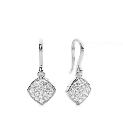 White Gold Round Diamond Delicate Earrings