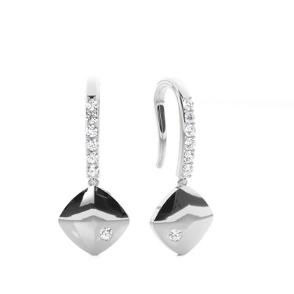 White Gold Round Diamond Delicate Earrings