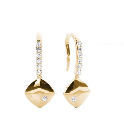 Yellow Gold Drop Diamond Earrings
