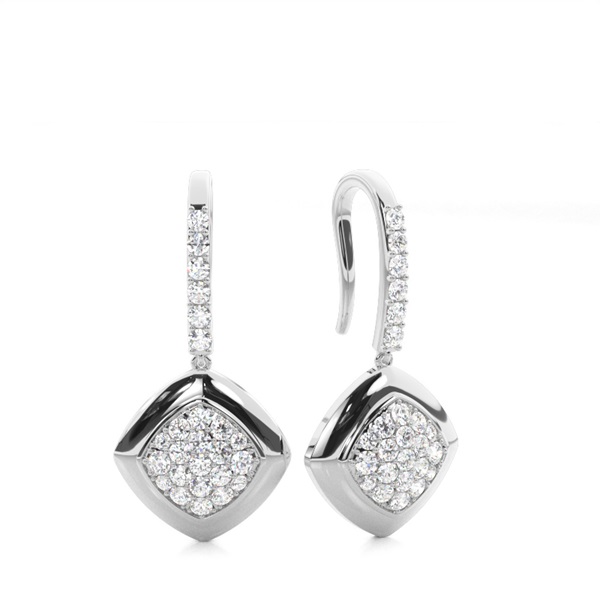 White Gold Round Diamond Delicate Earrings