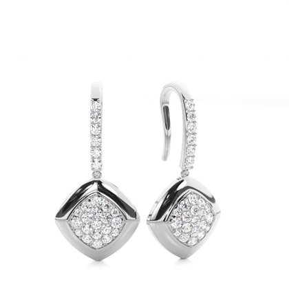 White Gold Round Diamond Delicate Earrings