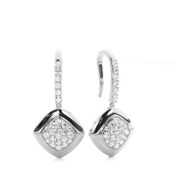 White Gold Round Diamond Delicate Earrings
