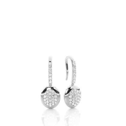 White Gold Round Diamond Delicate Earrings