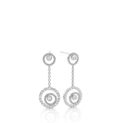 White Gold Round Diamond Delicate Earrings