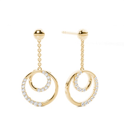 Yellow Gold Drop Diamond Earrings
