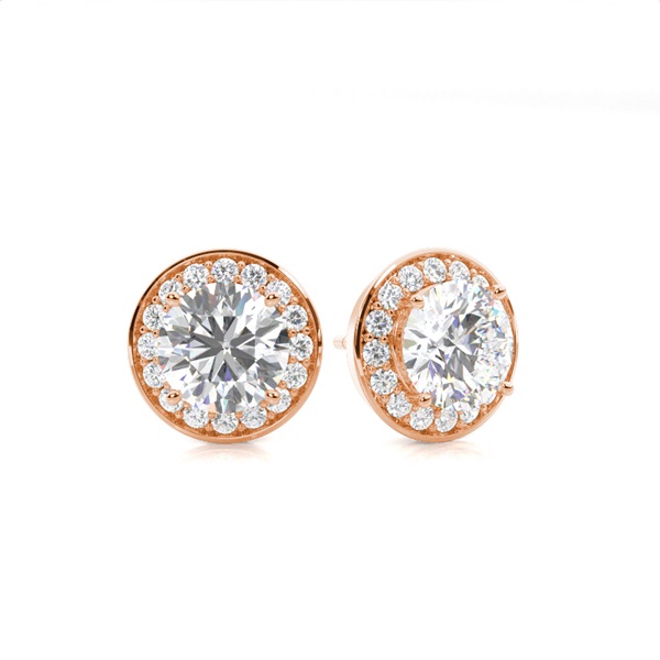 White Gold Round Diamond Halo Earrings