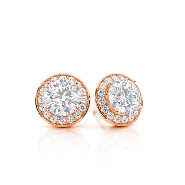 Pave Setting Round Moissanite Halo Earrings