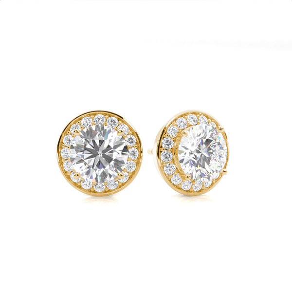 White Gold Round Diamond Halo Earrings