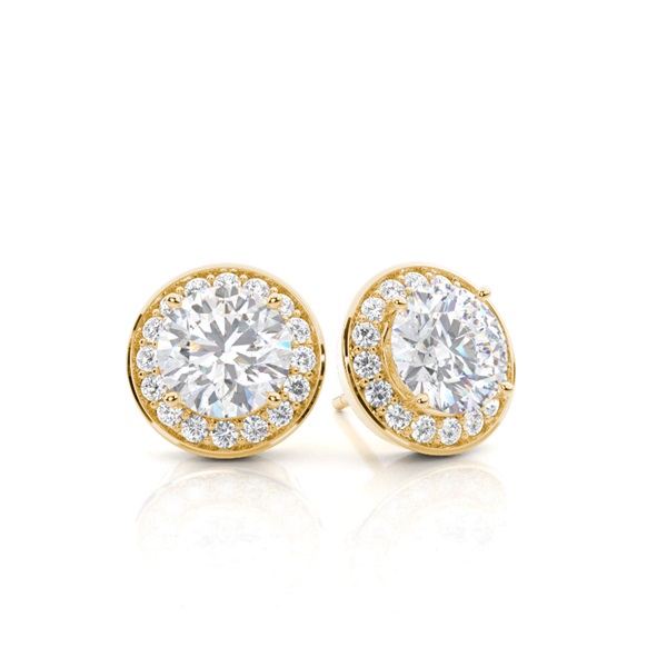 Pave Setting Round Moissanite Halo Earrings