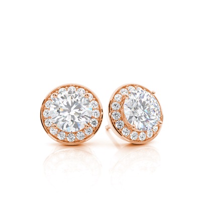 Pave Setting Round Moissanite Halo Earrings