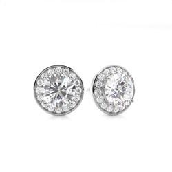 White Gold Round Diamond Halo Earrings