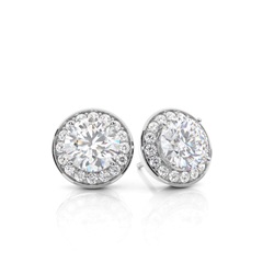 Pave Setting Round Moissanite Halo Earrings