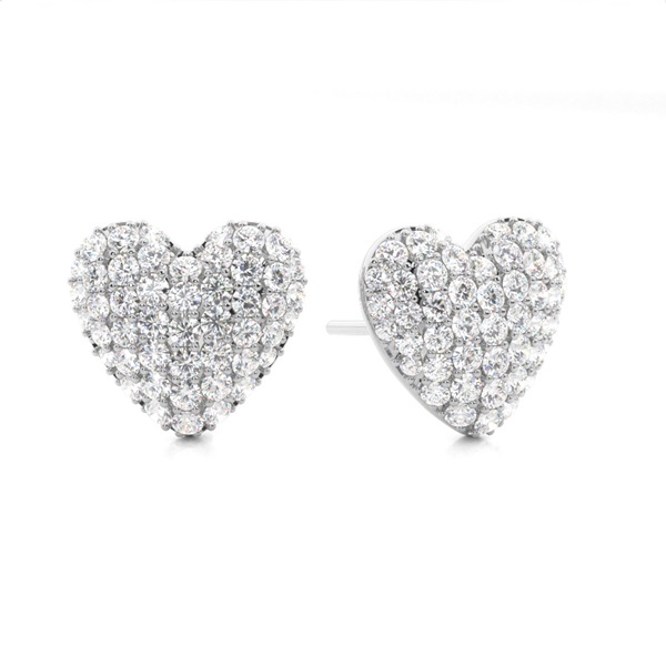 White Gold Round Diamond Cluster Earrings