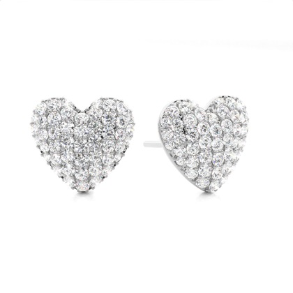 White Gold Round Diamond Cluster Earrings