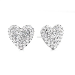White Gold Round Diamond Cluster Earrings