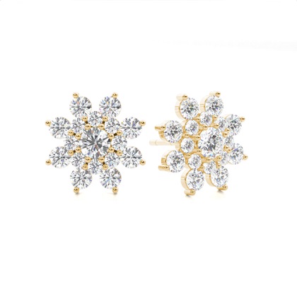 White Gold Round Diamond Cluster Earrings