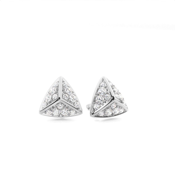 White Gold Round Diamond Designer Earrings