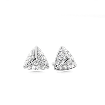 White Gold Round Diamond Designer Earrings