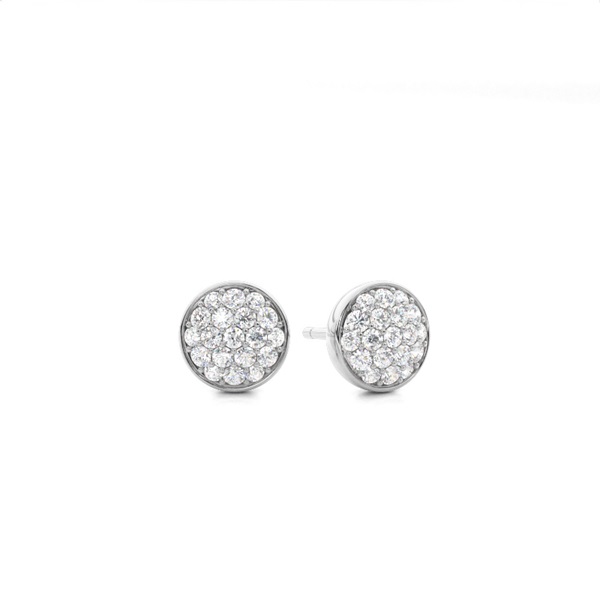 Pave Setting Round Diamond Cluster Earrings