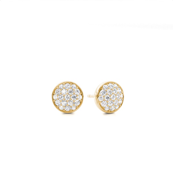 Pave Setting Round Diamond Cluster Earrings