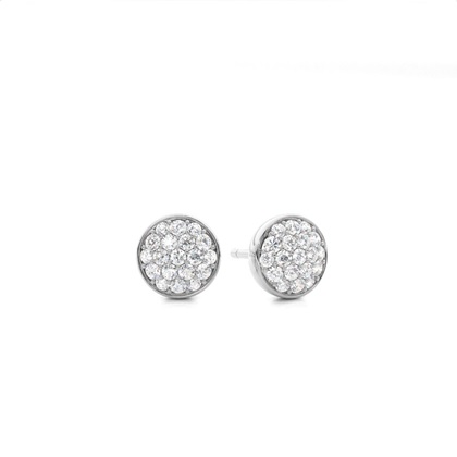Pave Setting Round Diamond Cluster Earrings