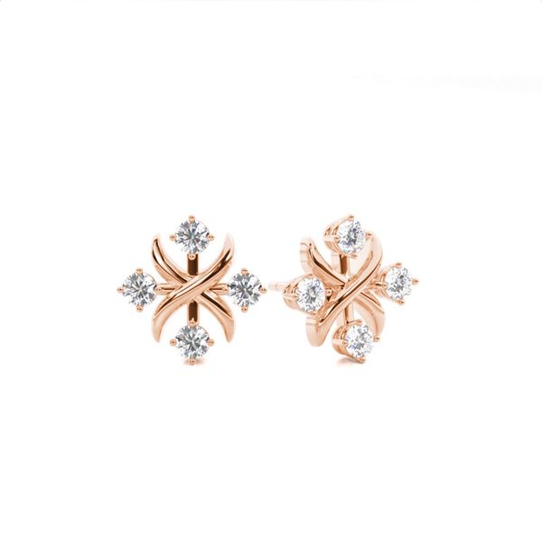 White Gold Round Diamond Designer Earrings