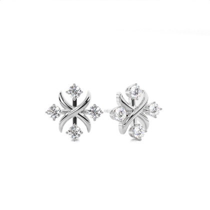 White Gold Round Diamond Designer Earrings