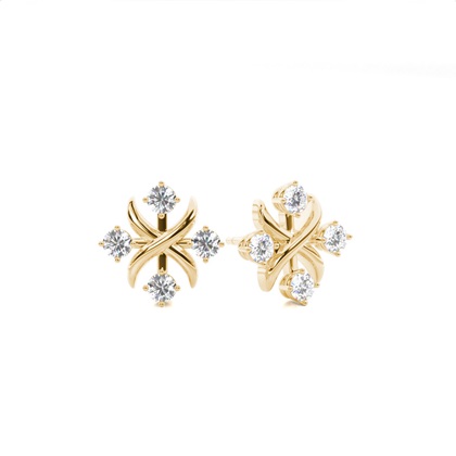 Yellow Gold Stud Diamond Earrings