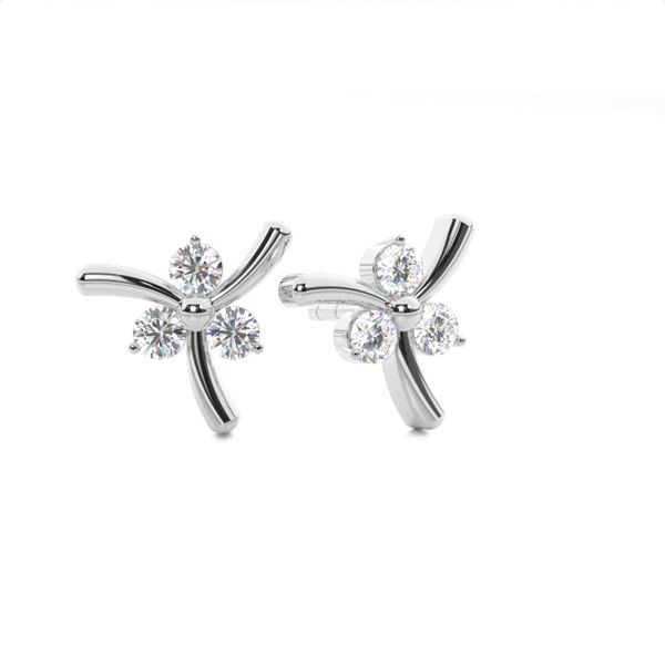 2 Prong Setting Round Diamond Designer Stud Earrings