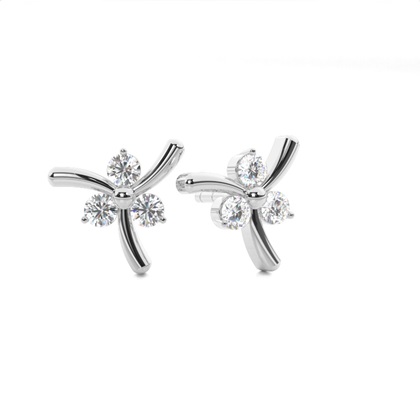 2 Prong Setting Round Diamond Designer Stud Earrings