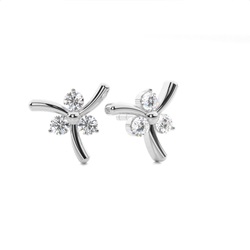 2 Prong Setting Round Diamond Designer Stud Earrings