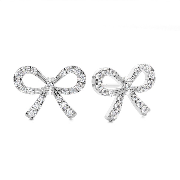 White Gold Round Diamond Designer Earrings
