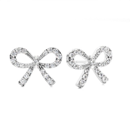 White Gold Round Diamond Designer Earrings